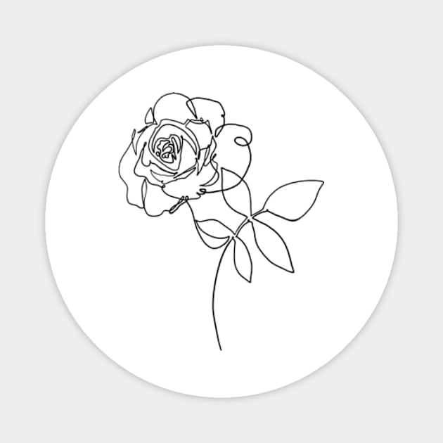 Rose floral plant one line art Magnet by Doodle Intent